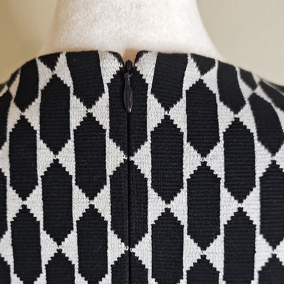 Ann Taylor Black & White Geometric Sleeveless Stretch Midi Dress Sz 6 - Picture 7 of 11